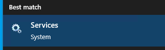 Services application search result